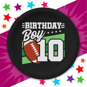 10 Year Old Football Party Theme 10th Birthday Boy Paper Plate