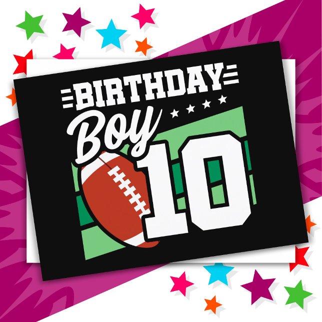 10 Year Old Football Party Theme 10th Birthday Boy Postcard (Creator Uploaded)