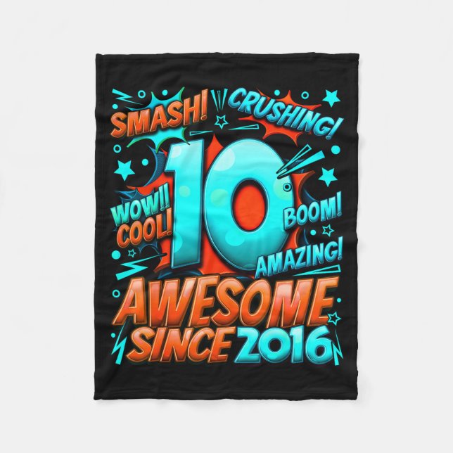 10 Year Old For Boys 10th Birthday Boy 10 Year Old Fleece Blanket (Front)