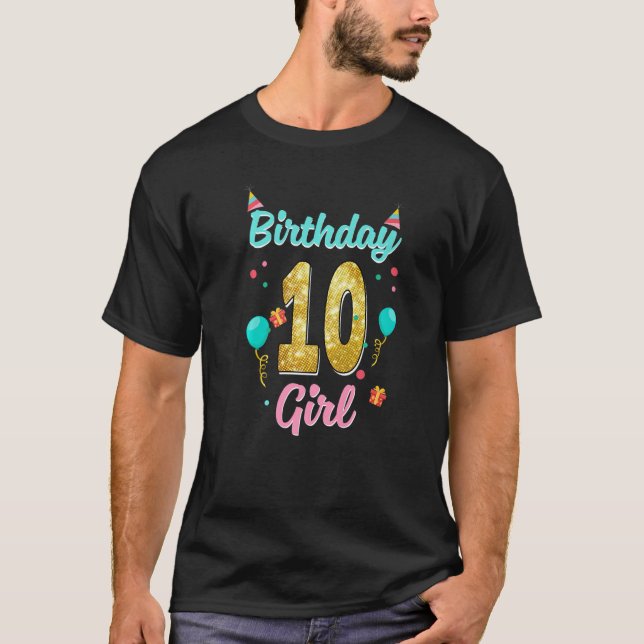 10 Year Old Gifts Happy 10th Birthday Girl Funny P T-Shirt (Front)