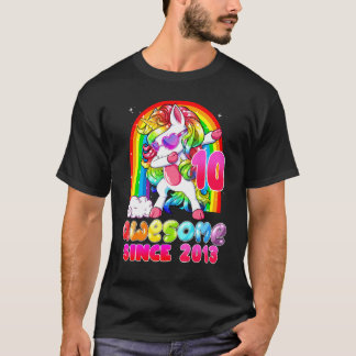10 Year Old   Girls Teens Dabbing Unicorn 10th Bir T-Shirt
