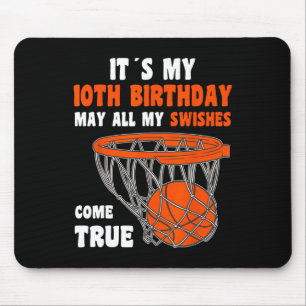 10 Year Old Happy 10th Birthday Basketball 10th Bi Mouse Pad