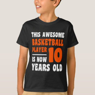 10 Year Old Happy 10th Birthday Basketball 10th Bi T-Shirt