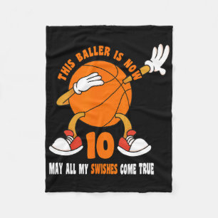 10 Year Old Happy 10th Birthday Bysketbyll 10th Bi Fleece Blanket