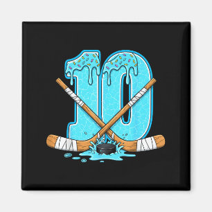 10 Year Old Hockey Ice Cream Drip Youth 10th Birth Magnet