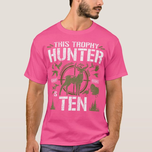 10 Year Old Hunting Birthday Party Deer Hunter 10T T-Shirt (Front)