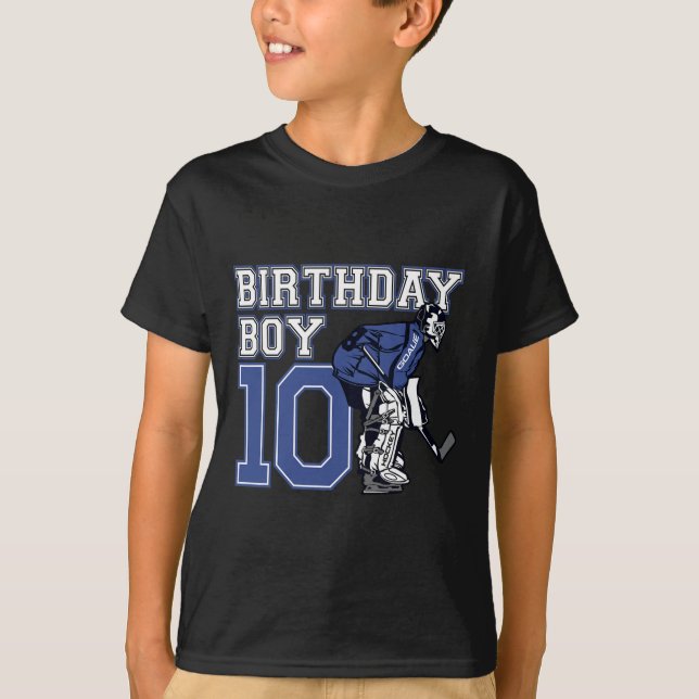 10 Year Old Ice Hockey Goalie Themed Birthday 10th T-Shirt (Front)