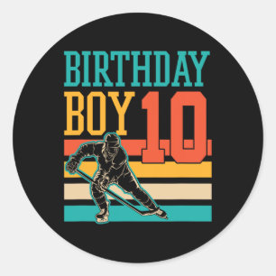 10 Year Old Ice Hockey Themed 10th Birthday Party  Classic Round Sticker
