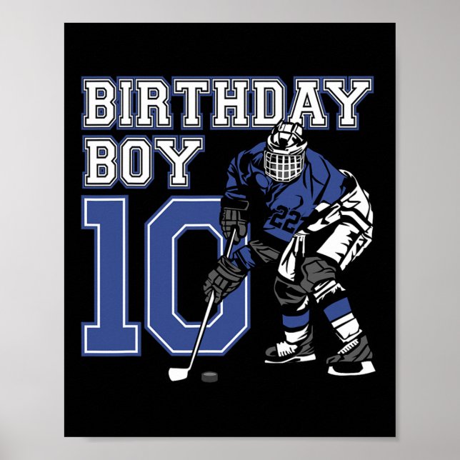 10 Year Old Ice Hockey Themed Birthday Party 10th  Poster (Front)
