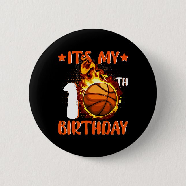 10 Year Old It's My 10th Birthday Basketball  6 Cm Round Badge (Front)