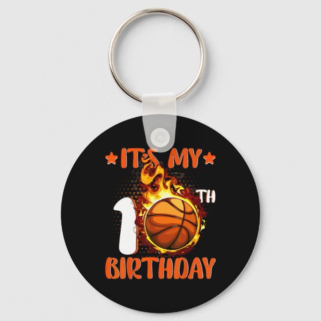 10 Year Old It's My 10th Birthday Basketball  Key Ring (Front)
