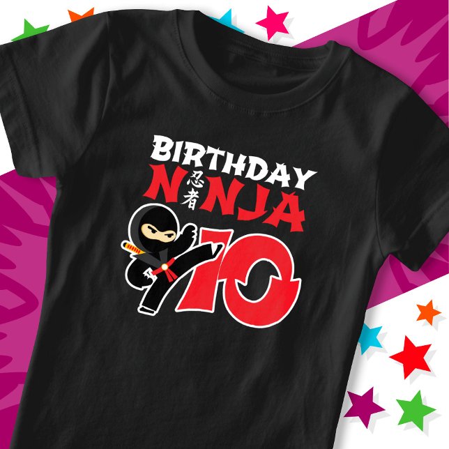 10 Year Old Karate Ninja Party Kids 10th Birthday T-Shirt (Creator Uploaded)