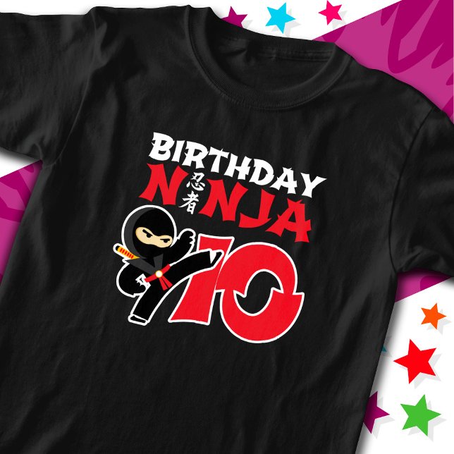 10 Year Old Karate Ninja Party Kids 10th Birthday T-Shirt (Creator Uploaded)