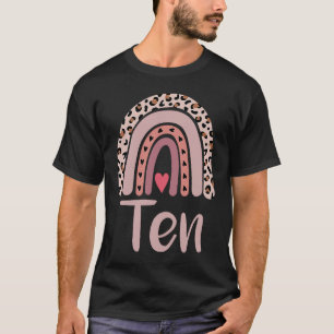10 Year Old Leopard Rainbow Birthday Party Cute 10 T-Shirt