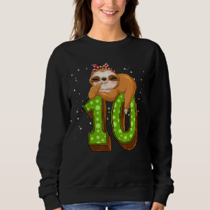 10 Year Old Sloth 10th Birthday Girl Party Cute Sl Sweatshirt