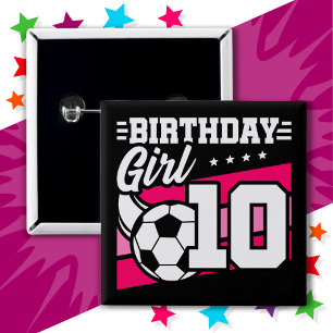 10 Year Old Soccer Football 10th Birthday Girl 15 Cm Square Badge