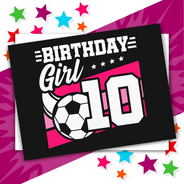 10 Year Old Soccer Football 10th Birthday Girl Postcard (Creator Uploaded)