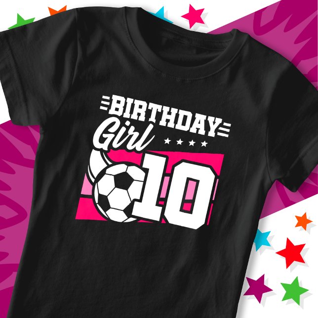 10 Year Old Soccer Football 10th Birthday Girl T-Shirt (Creator Uploaded)