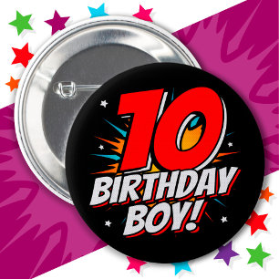 10 Year Old Superhero Birthday Boy 10th Birthday 6 Cm Round Badge