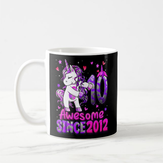 10 Year Old Unicorn Floss 10th Birthday Girl Unico Coffee Mug (Left)