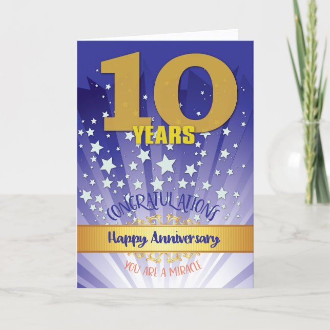 10 Year Recovery Anniversary Bold Numeral Card (Front)