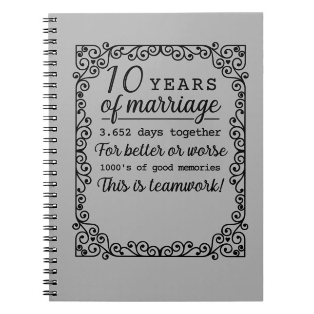 10 Year Wedding Anniversary  Notebook (Front)