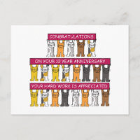 10 Year Work Anniversary Cartoon Cats.