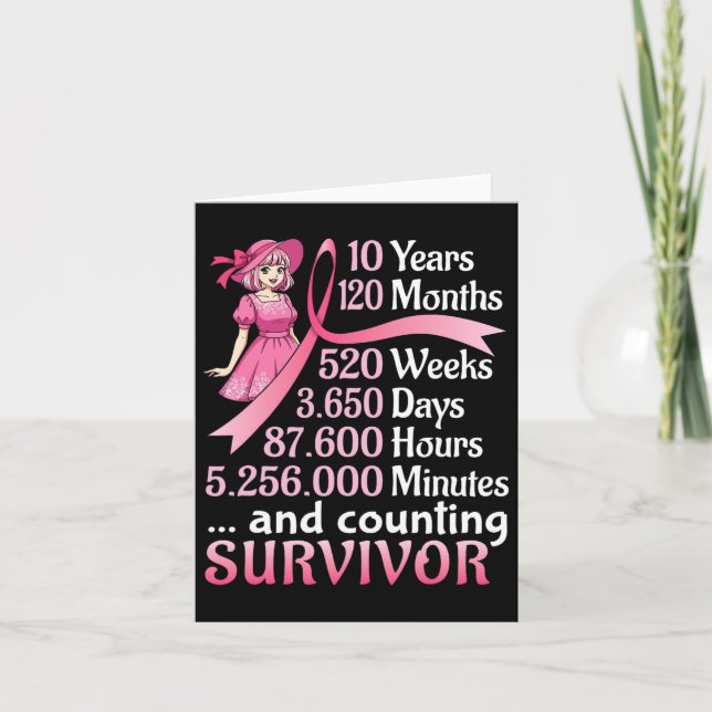 10 Years 120 Months And Counting Breast Cancer Sur Card (Front)