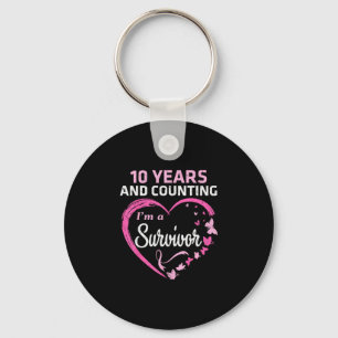 10 years and counting a breast cancer survivor key ring