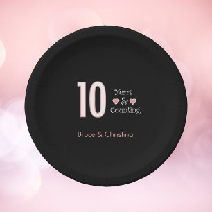 10 Years and Counting Anniversary Paper Plate