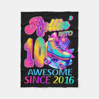 10 Years Awesome Since 2016 Hockey Theme Birthday Fleece Blanket
