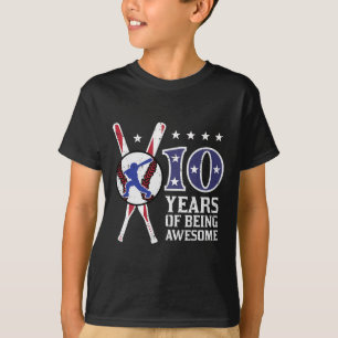10 Years Being Awesome Bysebyll Flag 10th Birthday T-Shirt