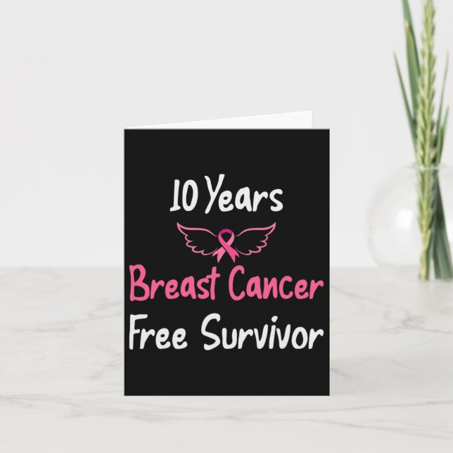 10 Years Breast Cancer Free Pink Breast Cancer Sur Card (Front)