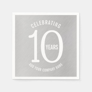 10 years corporate anniversary party metallic look napkin