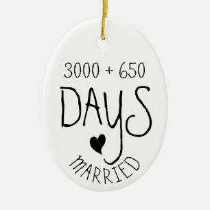 10 Years Married Love Ceramic Tree Decoration