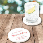 10 years married ⚭(with names) coaster<br><div class="desc">Congratulations on your anniversary! 10 years of marriage is a remarkable achievement. Many years to come. Another 10. And another 10 and then more and more. Design in red to commemorate this milestone. The names can be customised, as can the text. If you need to change more (like the colour),...</div>