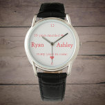 10 years married ⚭(with names) watch<br><div class="desc">Congratulations on your anniversary! 10 years of marriage is a remarkable achievement. Many years to come. Another 10. And another 10 and then more and more. Design in red to commemorate this milestone. The names can be customised, as can the text. If you need to change more (like the colour),...</div>