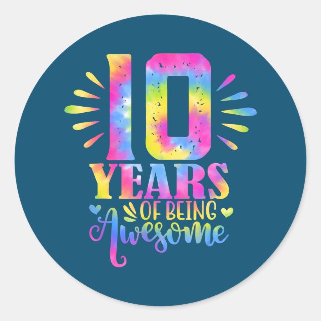 10 Years Of Being Awesome 10th Birthday Girl  Classic Round Sticker (Front)