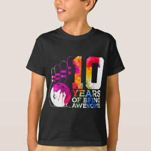 10 Years Of Being Awesome Bowling 10th Birthday  T-Shirt