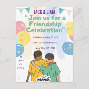 10 Years of Friendship Celebration   Best Friends  Holiday Postcard