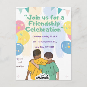 10 Years of Friendship Celebration   Best Friends  Holiday Postcard