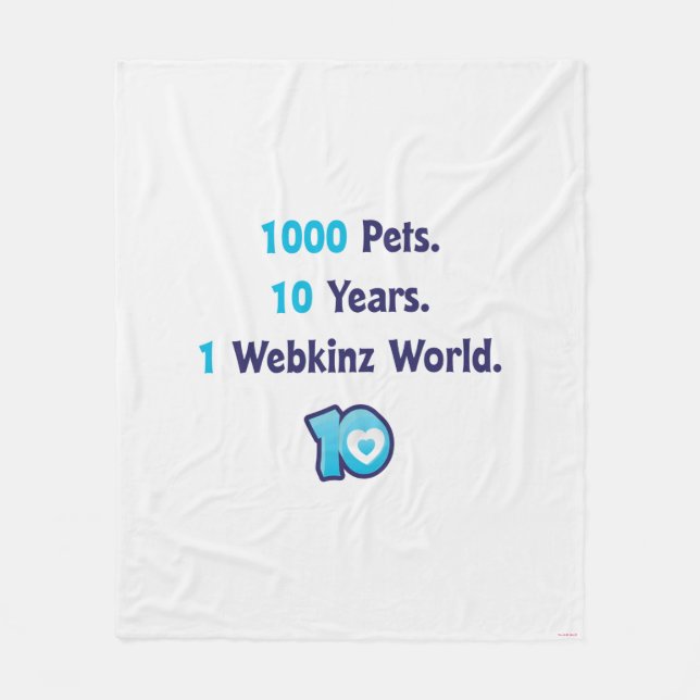 10 Years of Webkinz Stats Fleece Blanket (Front)