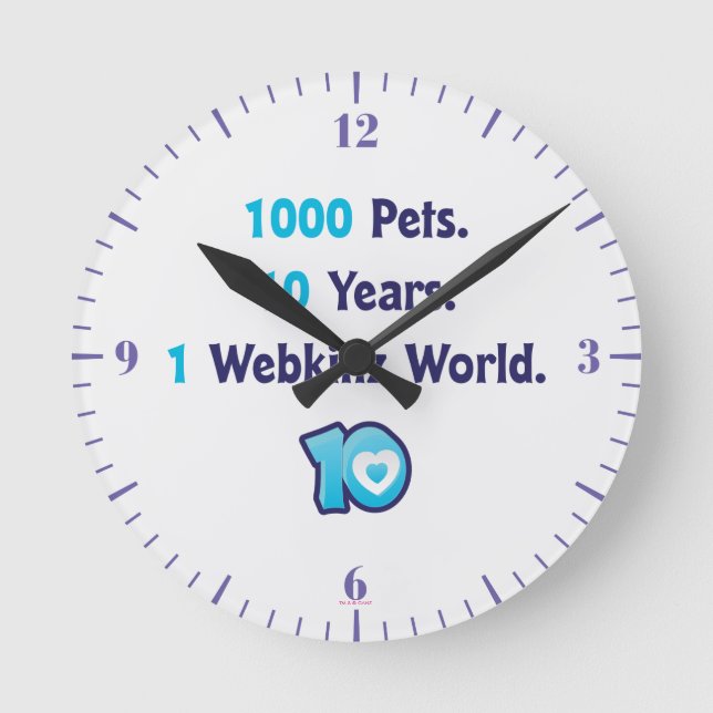 10 Years of Webkinz Stats Round Clock (Front)