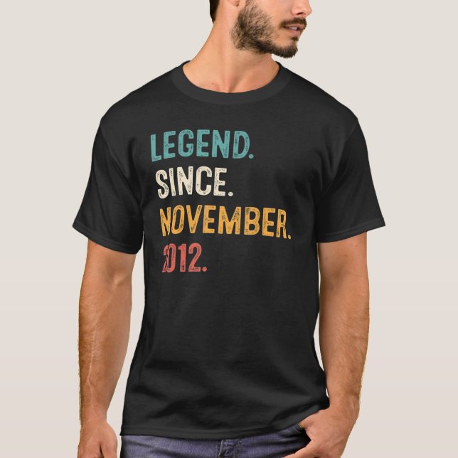 10 Years Old  10th Bday Boys Legend Since November T-Shirt (Front)