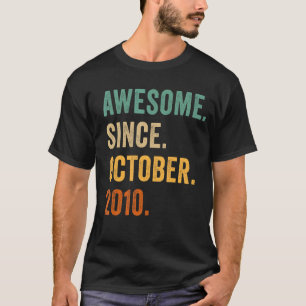 10 Years Old  10th Birthday Awesome Since October  T-Shirt