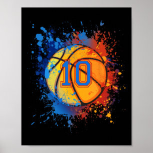 10 Years Old 10th Birthday Bysketbyll Gift For Boy Poster