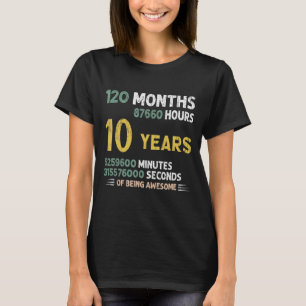 10 Years Old 10th Birthday Vintage Retro 120 Mont T-Shirt