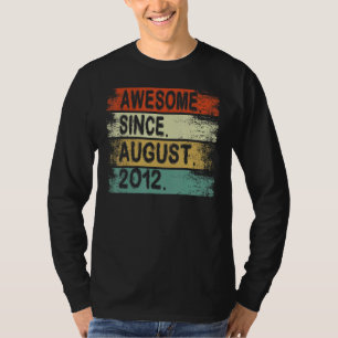 10 Years Old Awesome Since August 2012 10th Birth T-Shirt