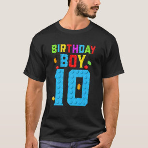 10 Years Old Birthday Boy Blocks Building Boys K T-Shirt