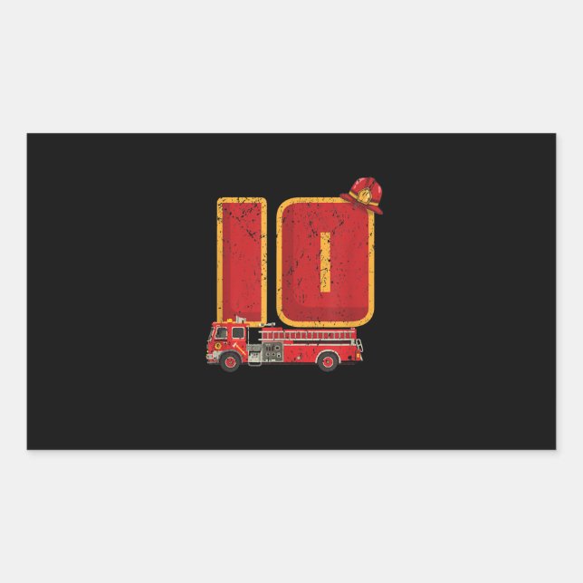 10 Years Old Birthday Boy Gifts Firefighter Rectangular Sticker (Front)